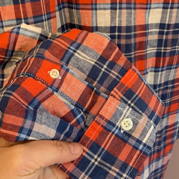 New NWT Gap Men’s Plaid Linen and Cotton Blend Button Down Casual Shirt Size XL - Picture 3 of 5